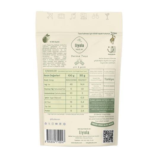 Liyola Artisan Collection | Dondurularak Kurutulmuş Çıtır El Kırması Yeşil Zeytin - 20g
