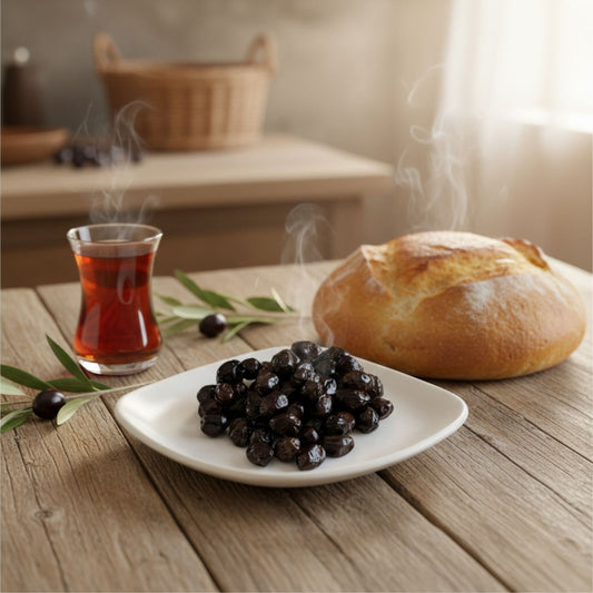 Tadıbaşka Geleneksel Salamura Doğal Siyah Zeytin Az Tuzlu Kahvaltılık 1 kg