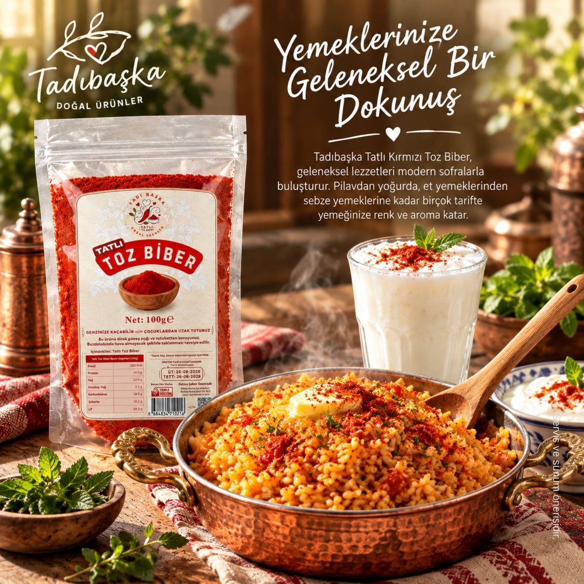 Tadıbaşka Geleneksel Güneşte Kurutulmuş Tatlı Toz Biber
