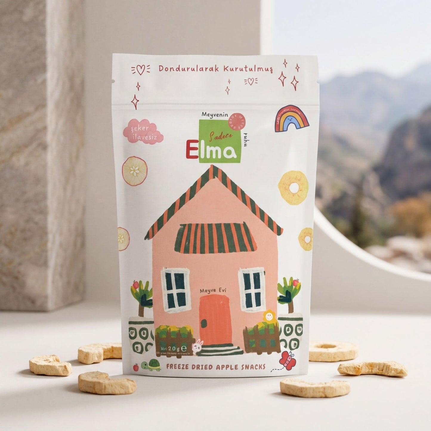 Liyola Kids Dondurularak Kurutulmuş Kabuksuz Elma 20g | %100 Doğal ve Şeker İlavesiz Çıtır Elma Dilimleri
