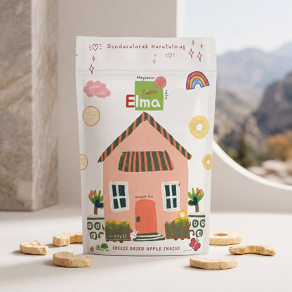Liyola Kids Dondurularak Kurutulmuş Kabuksuz Elma 20g | %100 Doğal ve Şeker İlavesiz Çıtır Elma Dilimleri