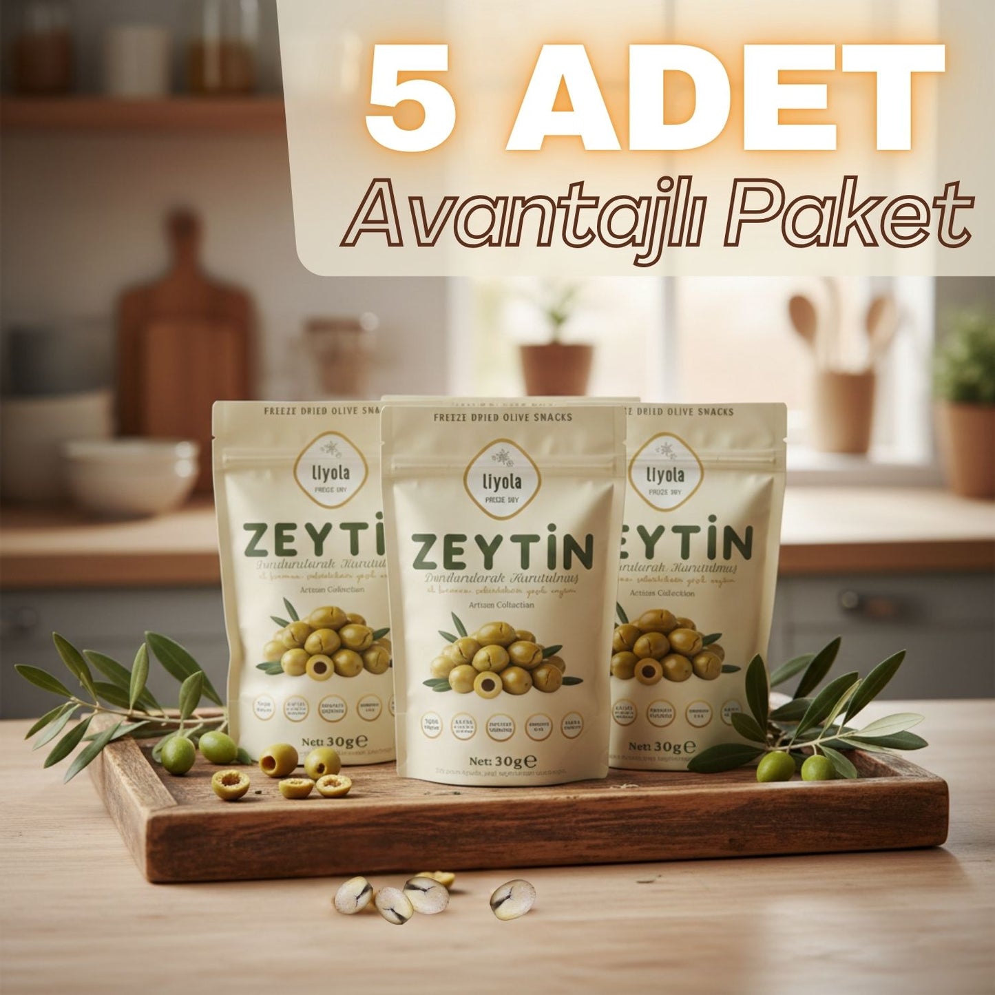 Liyola Artisan Collection | Dondurularak Kurutulmuş El Kırması Çekirdeksiz Yeşil Zeytin