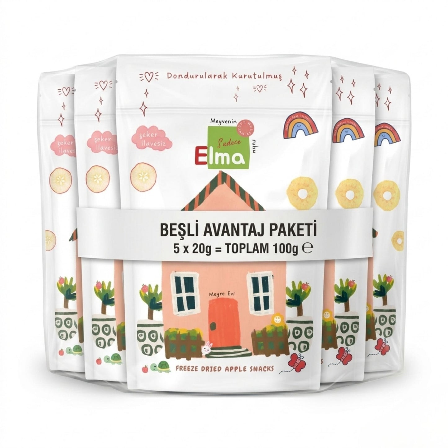 Liyola Kids Dondurularak Kurutulmuş Kabuksuz Elma 20g | %100 Doğal ve Şeker İlavesiz Çıtır Elma Dilimleri