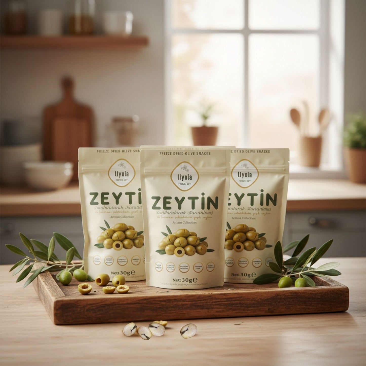 Liyola Artisan Collection | Dondurularak Kurutulmuş El Kırması Çekirdeksiz Yeşil Zeytin