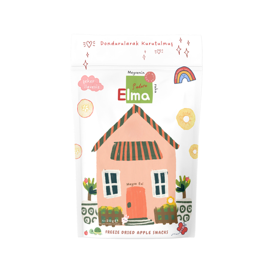 Liyola Kids Dondurularak Kurutulmuş Kabuksuz Elma 20g | %100 Doğal ve Şeker İlavesiz Çıtır Elma Dilimleri