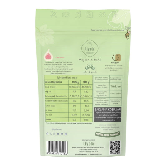 Liyola Dondurularak Kurutulmuş Mut Beyazı İncir. Şeker İlavesiz, Katkısız, Doğal Atıştırmalık, 30g