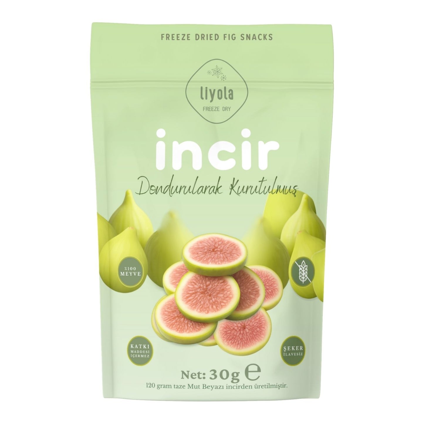 Liyola Dondurularak Kurutulmuş Mut Beyazı İncir – Şeker İlavesiz, Katkısız, Doğal Atıştırmalık, 30 g