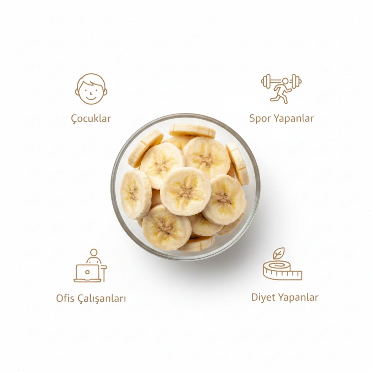 Liyola Freeze Dry Dondurularak Kurutulmuş Muz | %100 Doğal, Şekersiz-20g