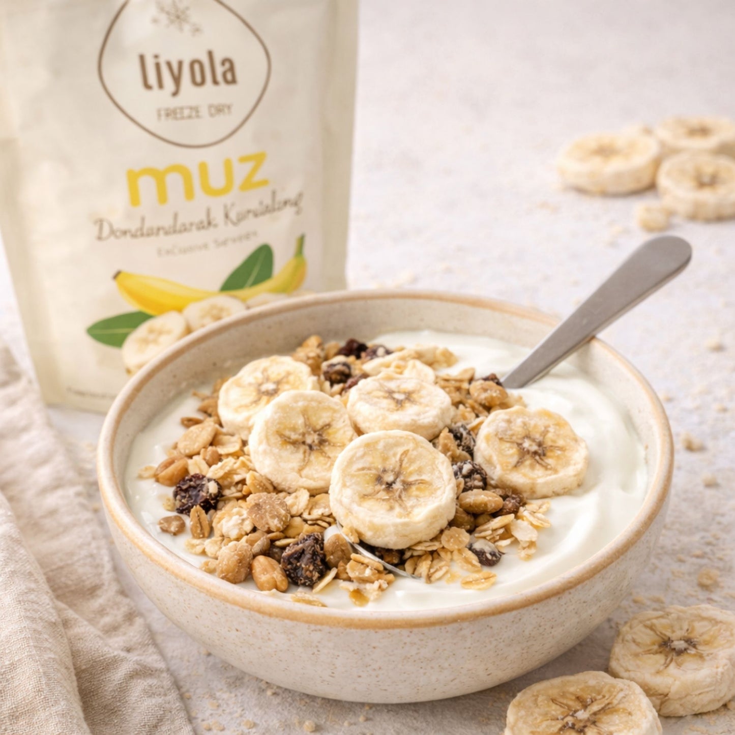 Liyola Freeze Dry Dondurularak Kurutulmuş Muz | %100 Doğal, Şekersiz-20g