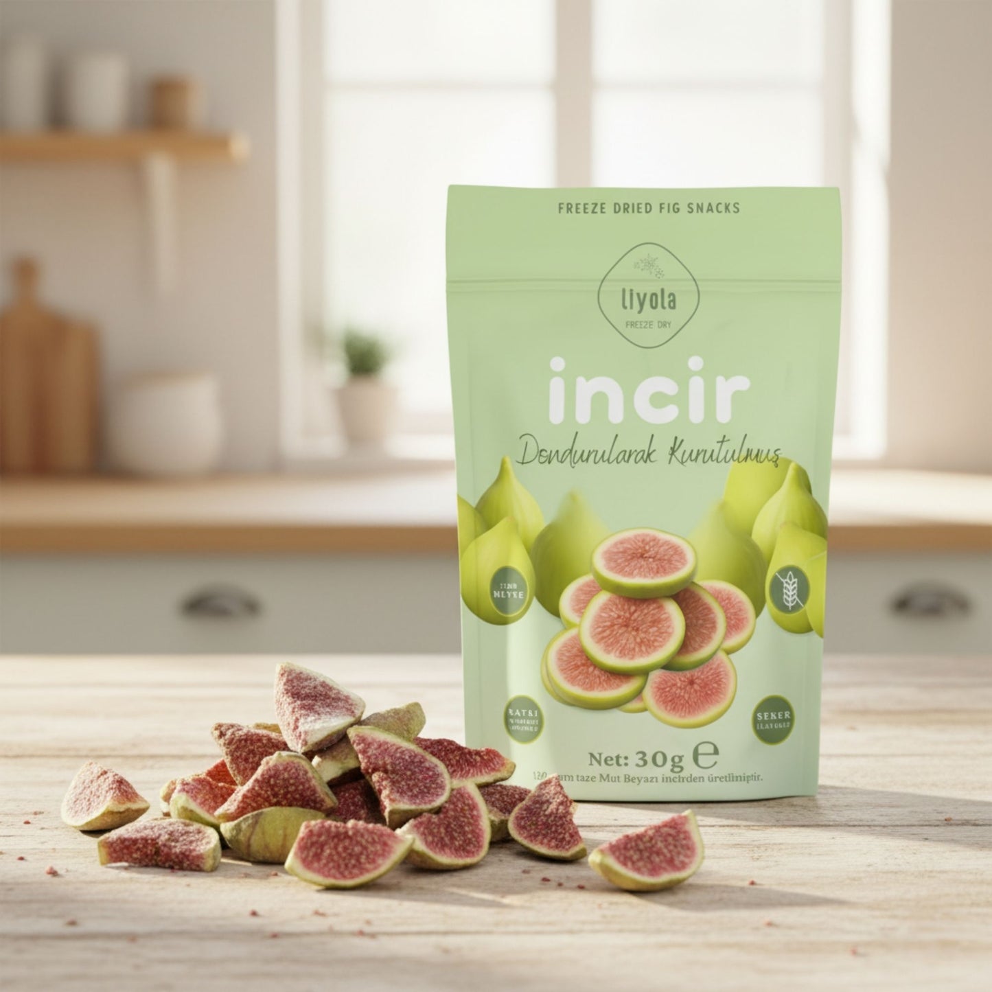 Liyola Dondurularak Kurutulmuş Mut Beyazı İncir – Şeker İlavesiz, Katkısız, Doğal Atıştırmalık, 30 g