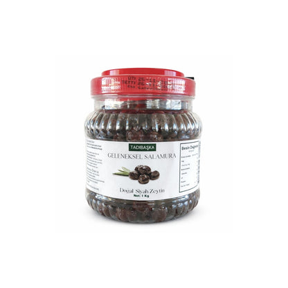 Tadıbaşka Geleneksel Salamura Doğal Siyah Zeytin Az Tuzlu Kahvaltılık 1 kg