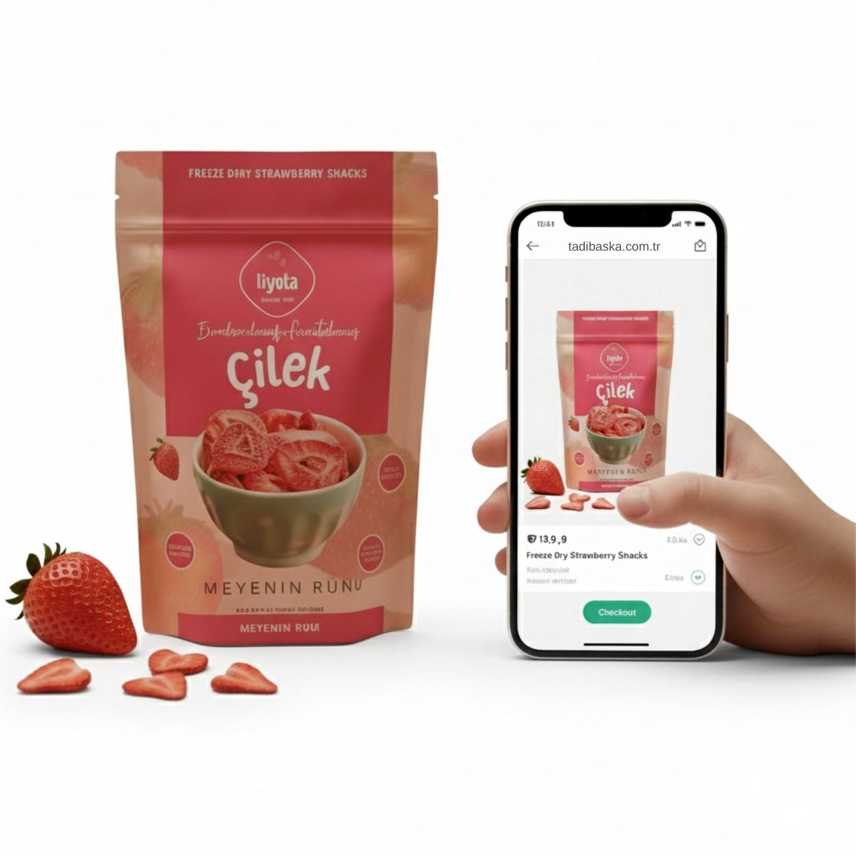 Liyola Freeze Dry Çilek 15 g | Dondurularak Kurutulmuş, Şeker İlavesiz Doğal Atıştırmalık